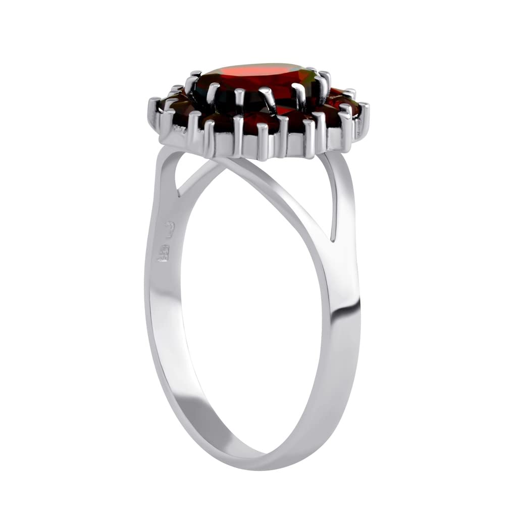 SILVEGO Damen Ring aus 925 Sterling Silber mit echtem Granat, SILVEGOB280001