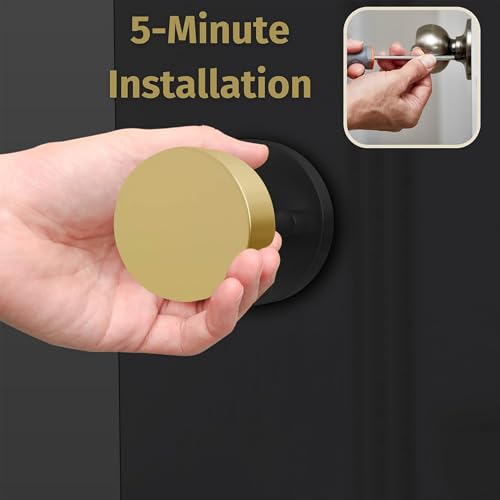Mega Handles Buena Gold Privacy Door Knob - 1 Pack Reversible Interior Gold Door Knob, Heavy Duty Bed and Bath Door Knobs with Privacy Lock, Fits All Standard Door Sizes - Satin Brass by Mega Handles - Image 7