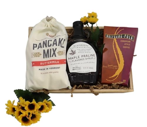 Gift Basket Village: Gourmet Breakfast Gift Crate - Artisan Pancake Mix, Premium Syrup & Rich Coffee