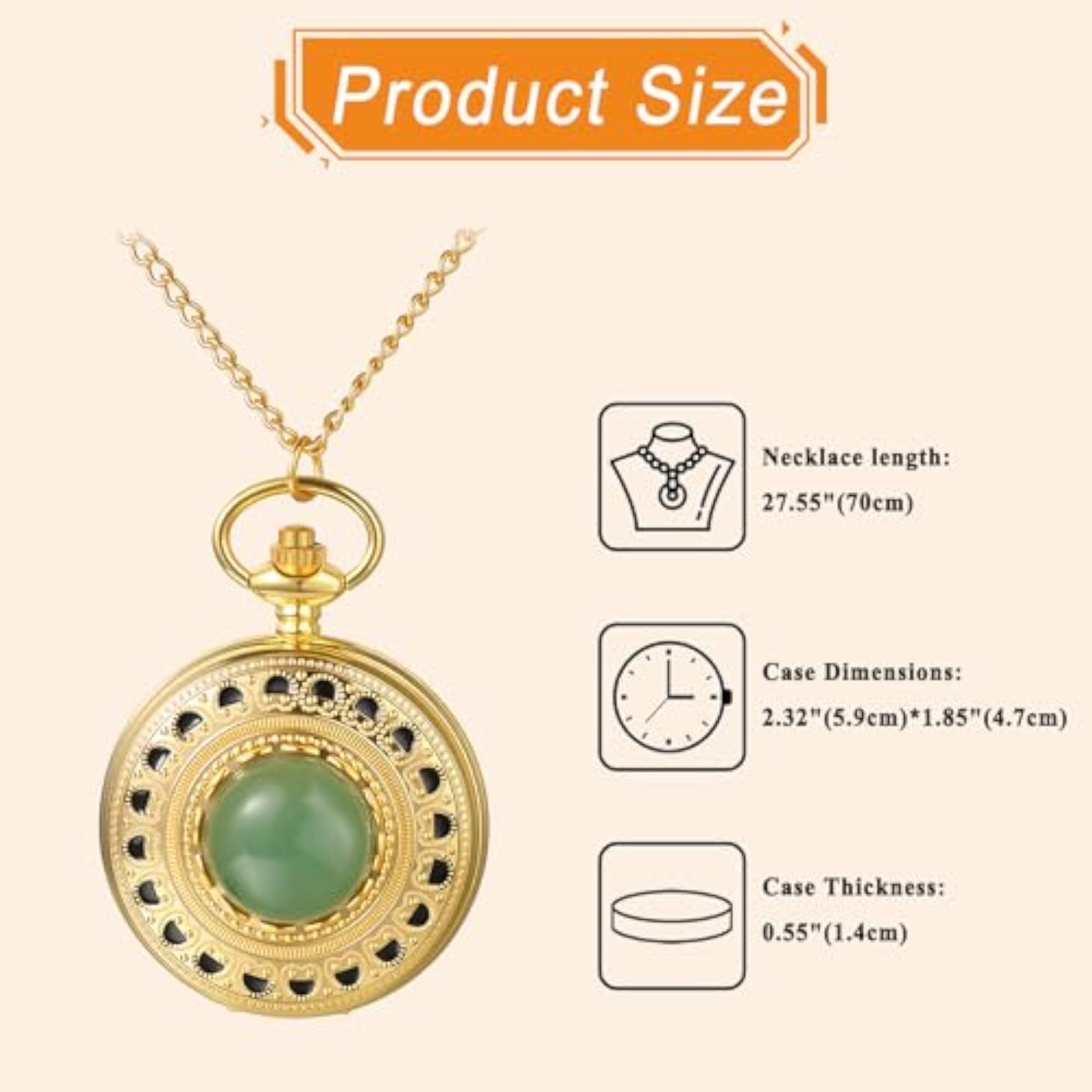 Men's Vintage Retro Stone Hollow-Out Pocket Watch