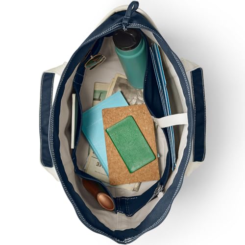 lands39 end zip top canvas tote bag