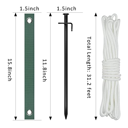 Heavy Duty Steel Tree Stake Kits,Tree Staking And Supports Kits For Young Trees Against Bad Weather, Include 3 Pcs Tree Straps For Staking, 3 Pcs 11.8 Inch Tree Stakes And 31.2 Feet Rope For Anchoring #TOP5