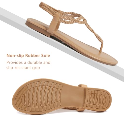 Image of zeetoo Women's Flat Sandals Summer T-StrapThong Bohemian Casual Comfortable Dressy Sandals for Women