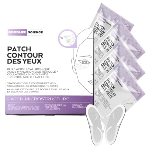 Patchs Contour des Yeux à Micro-Aiguilles Auto-dissolvantes | Réduit les cernes, rides & les poches | Tonifie le contour de l'oeil | Caféine, Acide Hyaluronique, Collagène et plus.. | (2 Patchs)