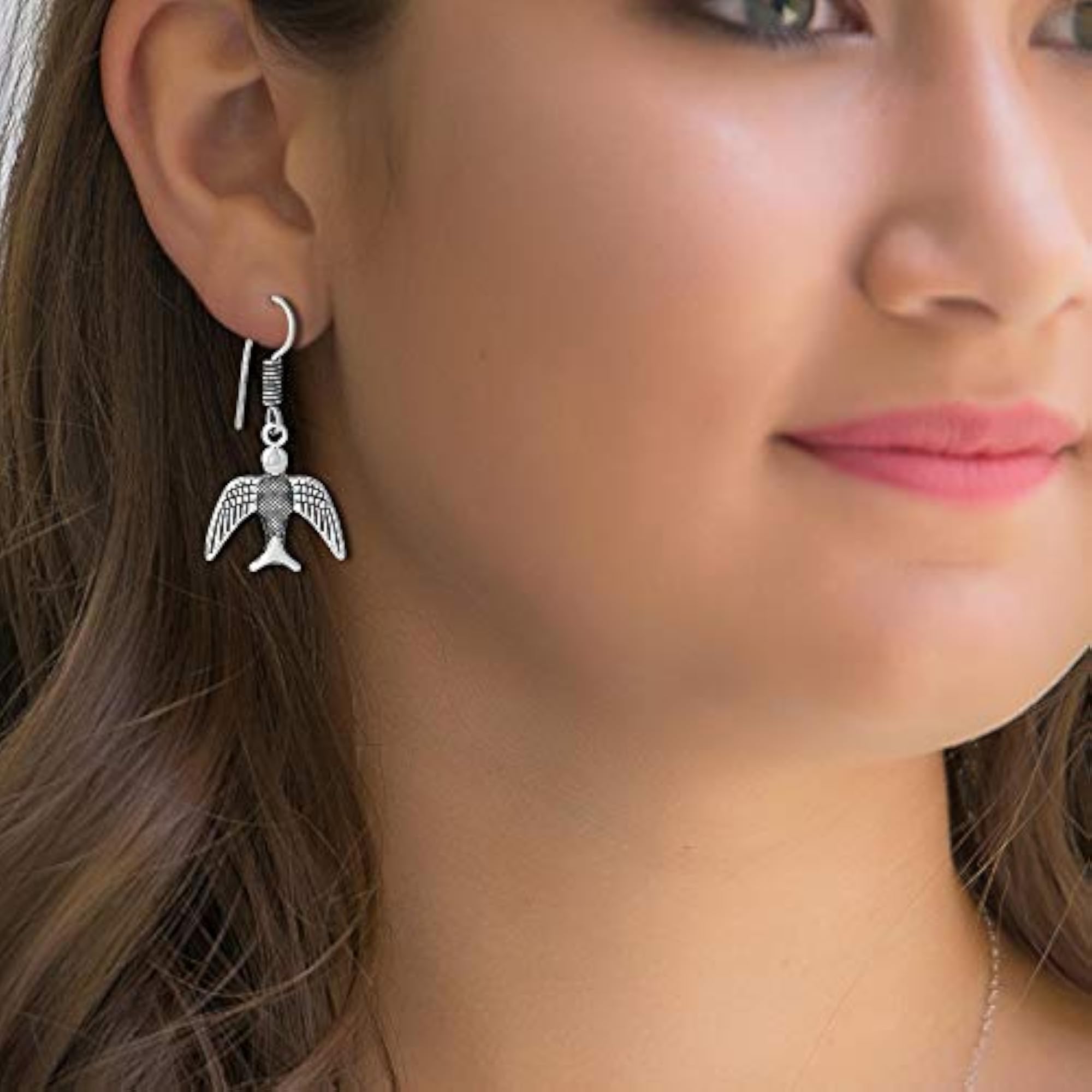 Brass Eagle Bird Drop Dangle Earrings