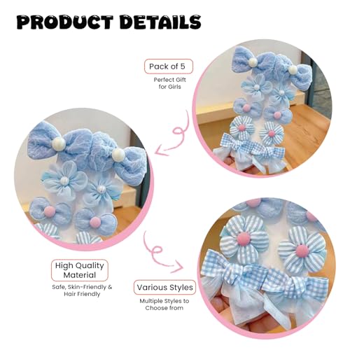 Image of SYGA 10-Piece Baby Hair Clip Set for Girls Adorable Bow and Flower Designs Hair Pin Soft, Lightweight, and Stylish - Blue