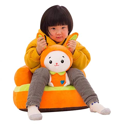 Image of AVSHUB Baby Sofa Seat Or Rocking Chair for Kids 0 to 3 Years Supporting Training Seat Playing Sofa for New Baby Born Babies Soft Plush Cushion for Birthday Gift & Room Decoration (Rbbt Orange)