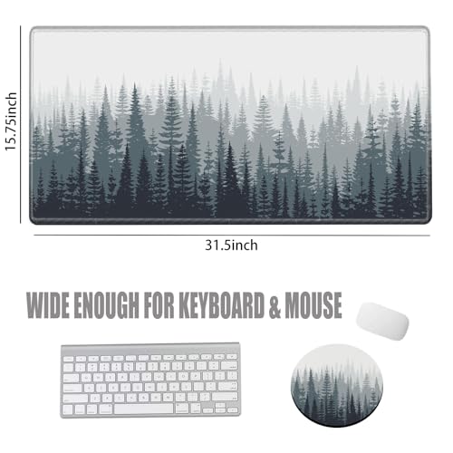 Image of Large Mouse Pad Gaming Desk Pad Forest Mousepad for Wireless Mouse XXL 31.5''X15.75'' Big Desk Mats Extended Mouse Mat of Girl Desktop Computer with Coaster