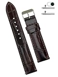 vinacreations 21mm Dark Brown Alligator Belly Leather Watch Band Crocodile Strap Men Quick Release Premium Replacement Wristwatch Band Buckle Handmade by Vietnamese DH-03-21MM