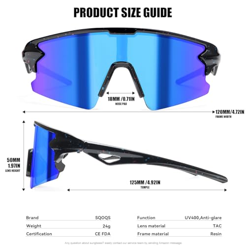 SQOQS Kids Sports Baseball Sunglasses UV400 Softball Sun Glasses Ages 3-14 - image 5