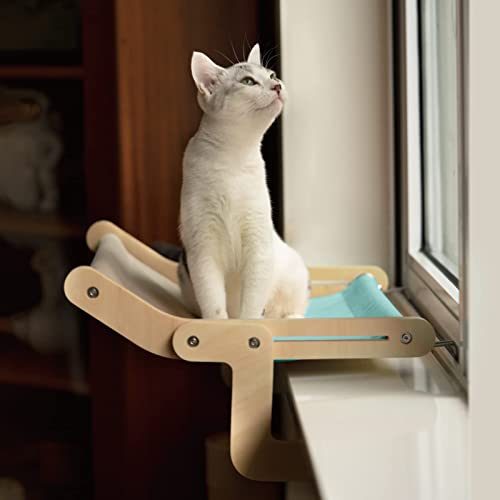Mewoofun Cat Window Perch Lounge Mount Hammock Window Seat Bed Shelves For Indoor Cats No Drilling No Suction Cup (Blue/Grey) #TOP8