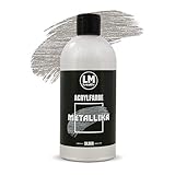 Made in Germany LM Metallika 500 ml Silber - Acrylfarbe für Metallic Metall-Glanz, Effekt-Farbe Bastel-Farbe, Deko-Farbe metallisch glänzend