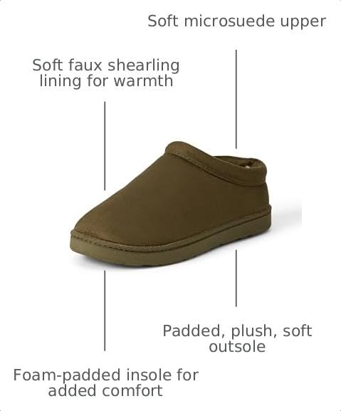 Amazon Essentials Unisex Kids' Microsuede Clog Slippers, Dark Green, 7 Big Kid - image 2