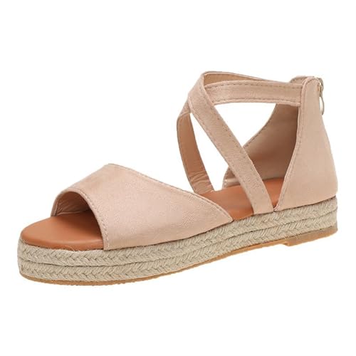 Women's Espadrilles Open Toe Sandals Ladies Fashion Ankle Strap Buckle Wedge Sandal Platform Non-Slip Slingback Orthotic Beach Shoes for Travel Walk