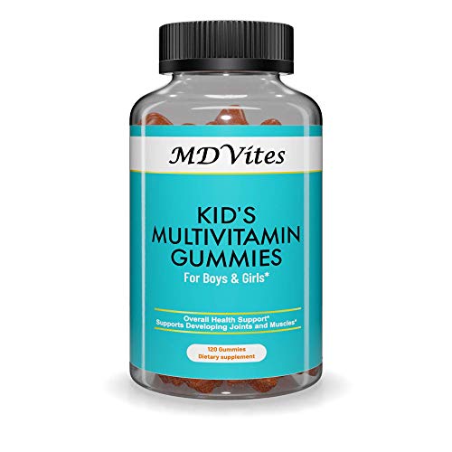 MDVites Kids Multivitamin Gummies, with Zinc, Vitamin C and D for Immune Support, Vitamins A, E, B6 and B12.