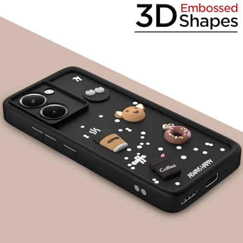 Image of Outlouders Back Cover for Realme P3 Ultra 5G | 3D Cartoon Bear Cute Fun Silicone Full Body Protection Bumper Case (Black)