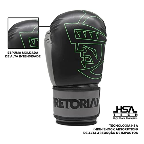 Luva de Boxe e Muay Thai Pretorian First - 16oz - Cinza -1 Par de Luvas, 1 Protetor Bucal 1 Par de B