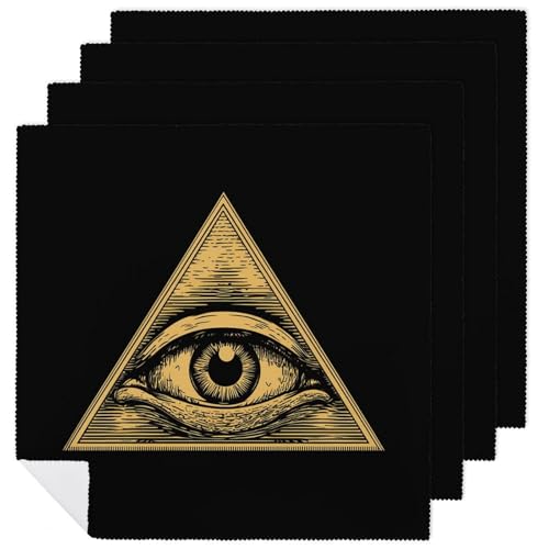 Illuminati Eye of Secret Mode Doek Servetten Herbruikbare Wasbare Eettafel Accessoires voor Bruiloft Feest 4 Stuks
