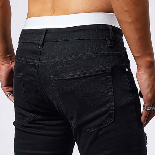 Men's Denim Pants Stretchy Ripped Glitter Sequins Y2k Pants Jeans Hip Hop Tapered 80s Vintage Disco Party Outfits4