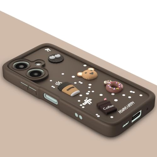 Image of Bintage Cute Fun Taddy Cartoon 3D Ball Milk Donut Coffee Cup Silicone Case Full Body & Camera Protection Back Cover Compatible for Mi REDMI 13c 5G - Brown