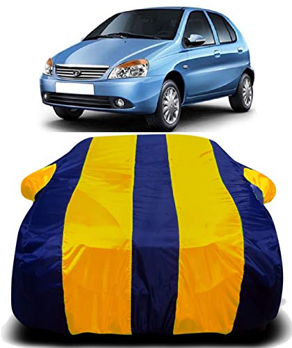 Image of Waterproof Car Cover with Ultra Surface Body Protection (Yellow Stripes) (Tata Indica)