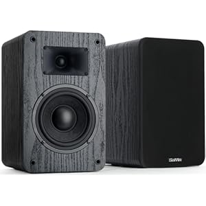 Saiyin Passive Bookshelf Speakers 80W Peak Power, 5″ Woofer & 20mm Silk Dome Tweeter Stereo Speakers, Enhanced Vocal Clarity, 4 Ω, Passive Speakers for Home Audio, Receiver or Amplifier Required