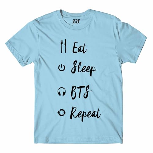 FANVERSE Camiseta - Eat Sleep K-Pop Repeat, azul, XL
