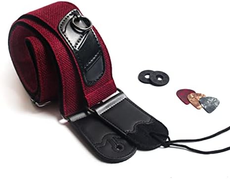 Guitar Strap For Bass, Electric & Acoustic Guitar, Strap Locks Included (Red) One Size LMR00_030