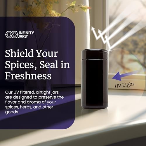 Infinity Jars Tall Screw Top Jar 100 Ml (3.3 fl oz), UV Black Glass Airtight Smell-Proof Container for Coffee, Tea, Dried Goods, Refillable Tall Jar for Long-Term Kitchen Storage Pack 3 by Infinity Jars - Image 5