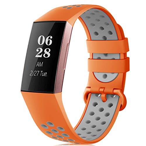 Find-MyWay Compatible with Fitbit Charge 4/Charge 3/Charge 3 SE Sport Bands for Women Men,Charge 4 Charge 3 Soft Fashionable Stylish Silicone Replacement Wristband with Air Holes