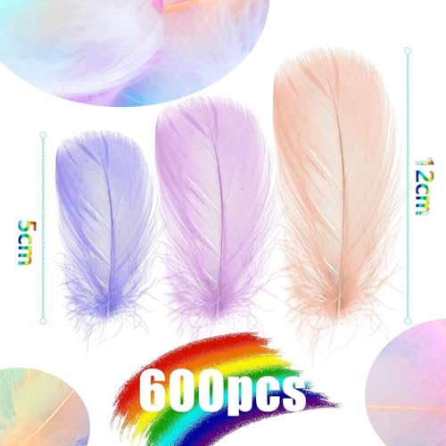Mbsomnus 600 Pcs Feathers for Crafting Macarone Feathers Natural Craft Feathers 5-12 cm Feathers for DIY Crafts Dream Catcher Earrings Headdress Hats Feather Flowers Wedding Party Holiday Decoration - Image 3