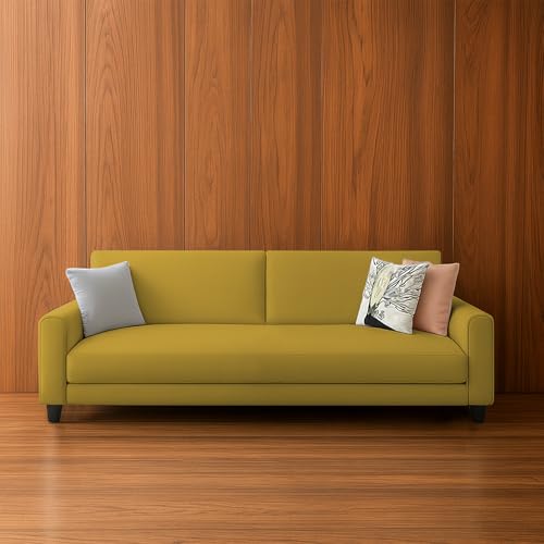 Image of Kathleen 3 Seater Sofa Set for Living Room - Foldable Convertible Couch Furniture for Home, Office or Guest Use, Modern Designer Stylish Comfortable (Yellow)
