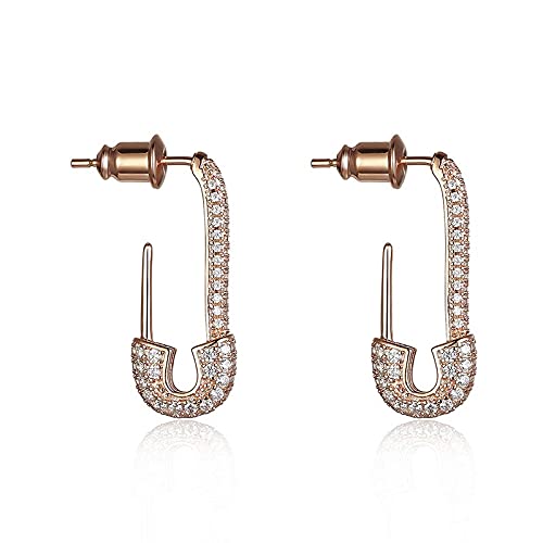 Boucles d'oreilles épingle de sûreté femmes argent 925 bijoux cristaux