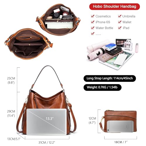 Hobo Bags for Women Handbags Purse Ladies Tote Bag Boho Shoulder Bag Large Crossbody Purses Designer Vegan Leather 2PCS Set - Image 5
