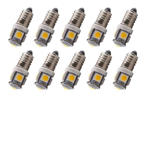 10個 6V 6.3V 5050 5SMD E10 LED 電球 古い懐中電灯 ピンボール ゲーム カーライト ウォームホワイト ブルー レッド アンバー グリーン ピンク 12V 24V (6V 10個_ウォームホワイト)