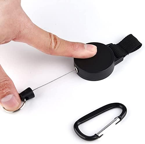 LUOXIAQIFEI Key Fob Extendable Retractable Key Chains for Car with 60 cm / 23.6 Inch Steel Wire Rope, Black (Pack of 2) - Image 3