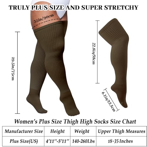 Image of Plus Size Thigh High Socks for Women Thick Thighs Cotton Knit Extra Long Over the Knee Leg Warmer
