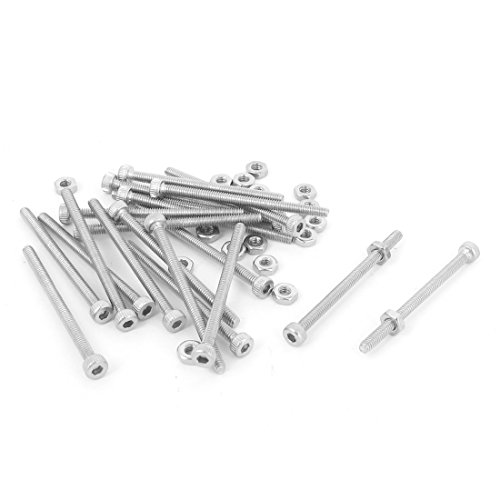 sourcing map M2 x 30 mm moleté Tête hexagonale Socket Cap Vis Boulons Écrous Lot de 20 pcs
