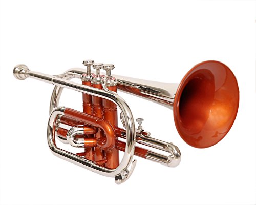 Sound Saga Cornet 3 Valve, Bb Pitch, Premium Quality Including Mouthpiece And Carry Case. (Orange Nickel) #TOP1