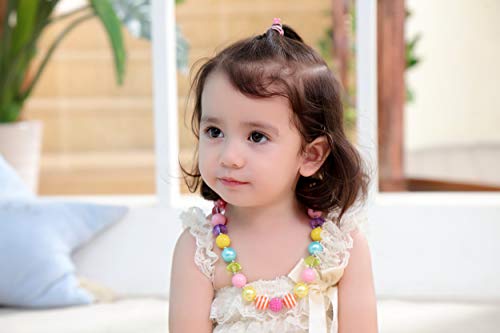 VCMART Rose Girls Cute Chunky Bubblegum Necklace and Bracelet Set Girls' Birthdays Day Gift Rainbow Amulet Teardrop Amethyst Pendants Necklace Bracelet3