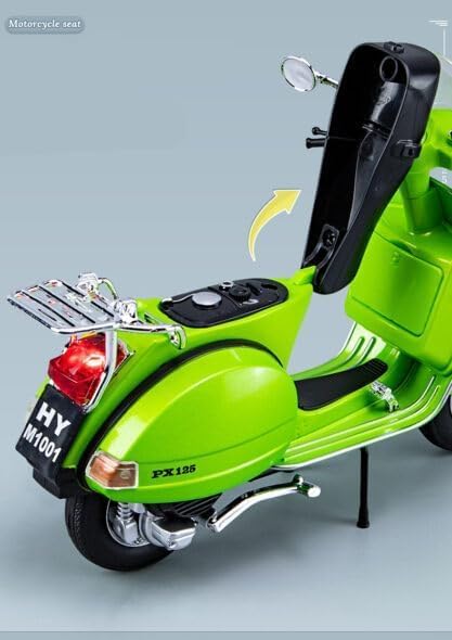 RAMPKD New Toy Kids 1:10 Alloy Classic Leisure Motorcycle Diecasts Metal Motorcycle Model 125 Simulation Sound and Light Toy (Multi(Vespa 125_R) 2