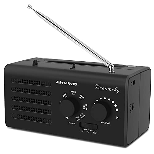 DreamSky AM FM Portable Radio - Battery Operated Radio (2 D Size) Outlet Powered Radio for Home Outdoor Emergency, Transistor Radio with Strong Reception Clear Loud Sound, Small Gifts for Senior