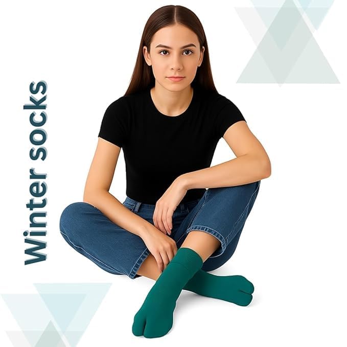 Image of Women & Girls Winter Warm Socks | Soft Fleece Lined Thermal Socks | Thick Cozy Woolen Socks for Cold Weather | Stretchable & Breathable (pack of 5)