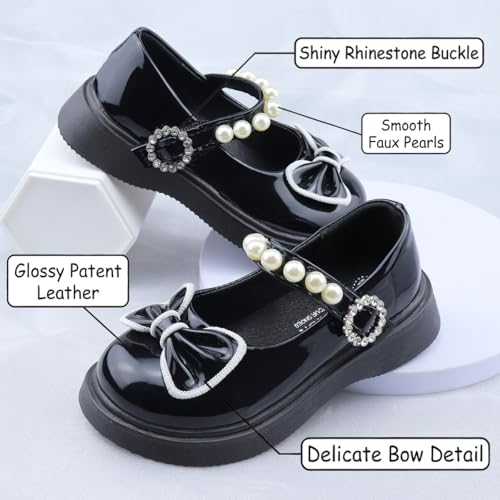 Image of Girls Mary Janes Shoes Toddler Dress Shoe School Uniform Oxford Flats | Elegance Comfort Cute Sweet Functional Sturdy Fit Widen Soft cushioned Non-slip Party Wedding Christmas Easter Gifts