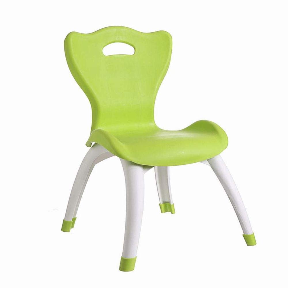 Tabouret enfant en plastique vert avec dossier ergonomique pour maison et maternelle