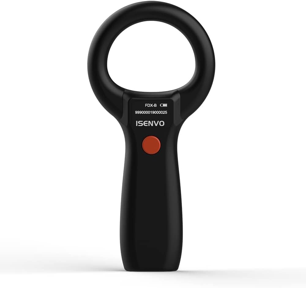 Microchip Scanner, Animal Rabbit Dog Cats Pet Microchip Reader Rechargeable RFID EMID Micro Chip Scanner 134.2kHz 125kHz 15 Digits FDX-B ISO 11784/11785 Pet Chip ID Registration (190S)