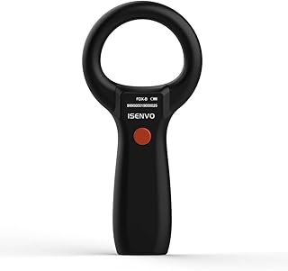Microchip Scanner, Animal Rabbit Dog Cats Pet Microchip Reader Rechargeable RFID EMID Micro Chip Scanner 134.2kHz 125kHz 15 Digits FDX-B ISO 11784/11785 Pet Chip ID Registration (190S)
