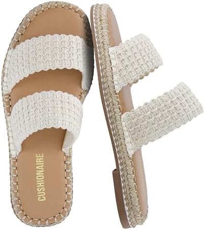 CUSHIONAIRE Bhendi Women’s Espadrille Slide Sandal – Double Strap...