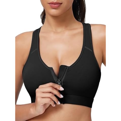 BYAWAY Zip Front High Impact Sports Bra Cover