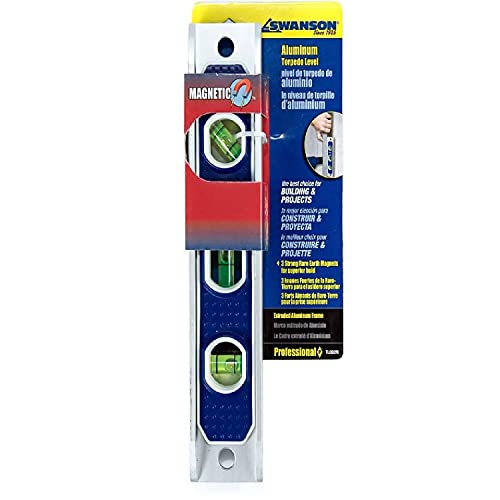 Swanson Tool Co Tl002M 9-Inch Magnetic Die Cast Aluminum Torpedo Level With 3 Bubble Vials For 0°/90°/45° Measurements #TOP2